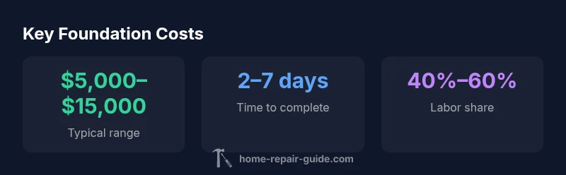 Infographic showing typical foundation repair costs, time, and labor share