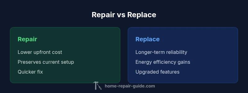 Comparison infographic showing repair and replace options for home appliances