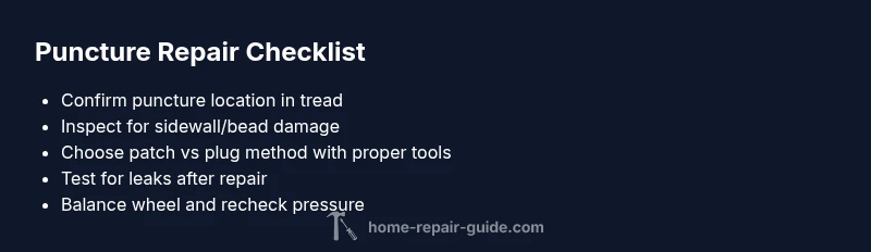 Checklist infographic for punctured tyre repair safety