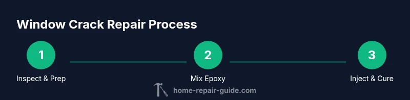 Process diagram showing inspect, prepare, and repair steps for window crack repair