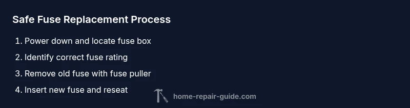 Process diagram for safe fuse replacement in a car