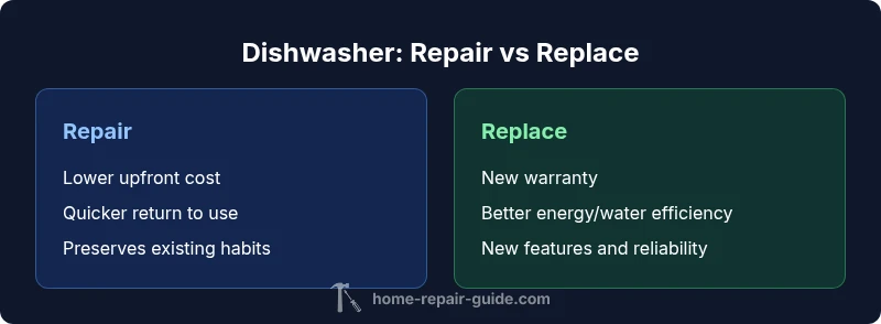 Comparison chart of repair vs replace dishwasher options