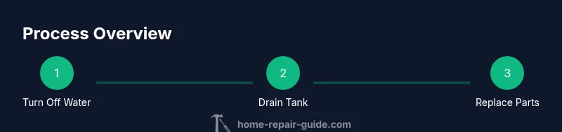 Infographic showing a 3-step toilet tank repair process