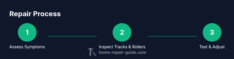 Process infographic showing three steps to repair sliding doors