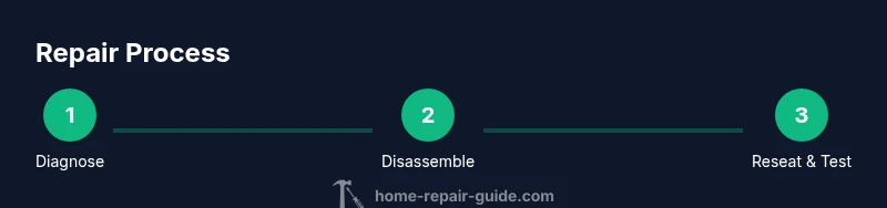 Process diagram for double pane window repair showing diagnose, disassemble, reseal and test