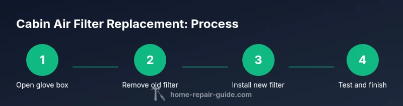 Diagram showing cabin air filter replacement steps inside a VW vehicle