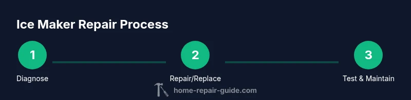 Process diagram for repairing ice maker on Whirlpool refrigerator