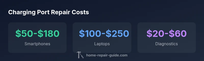 Infographic showing charging port repair cost ranges by device type