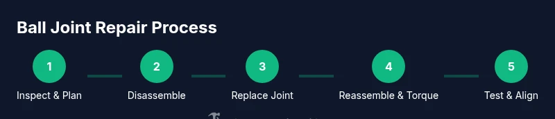 Process infographic showing steps to replace a ball joint on a suspension