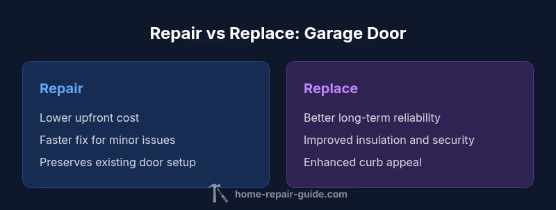 Comparison chart comparing repair vs replace garage door