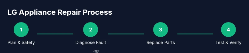 Process diagram showing LG appliance repair steps