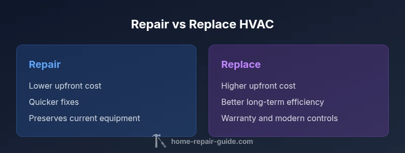 Comparison infographic: Repair vs Replace HVAC