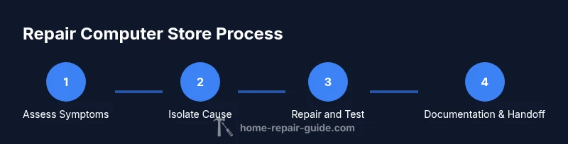 Process diagram showing four-step store computer repair workflow