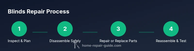 Process infographic showing blinds repair steps