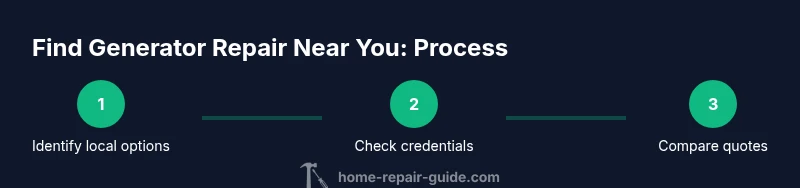 Process infographic showing steps to find generator repair near you